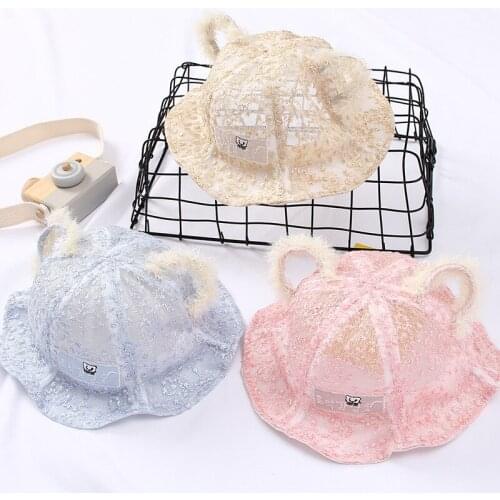 2021 New Summer Baby Hat Cute Ears Breathable Toddler Girl Princess Sunhat Kids Beachhat Bucket Hats Caps