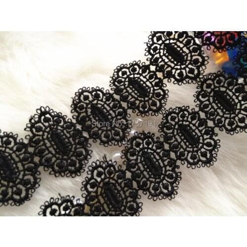 3 Yards Black Venice Lace Trim Retro Jewelry Lace 1.57 Inches Wide