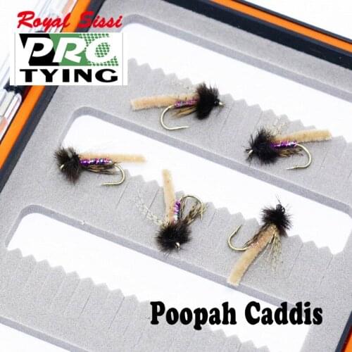 5pcs bottom fly fishing sinking nymph flies12#poopah caddis flies extend body artificial trout fly hand tied insect lure bait
