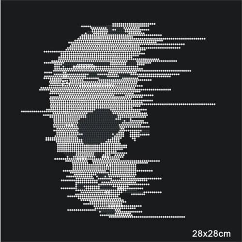 Skull Rhinestones Motif Hotfix Rhinestone Iron On Stickers For Clothes 1Pieces/lot Garment Crystal Decoration Craft Applique