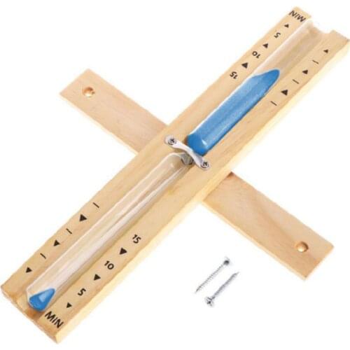 Wooden Sauna Hourglass Wall Mounted Rotating 15mins Sandglass Clock Timer B85C