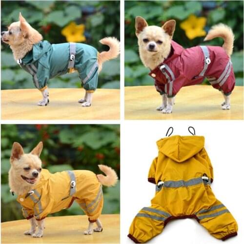 Dog Raincoat Outdoor Reflective Rain Coat Jacket for Small Dogs Hoody Jumpsuit Shrinkable Rainwear Pet Waterproof Cloak Overalls