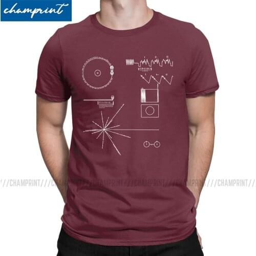 Men T-Shirt The Voyager Golden Record Funny Tees Quantum Mechanics Physics Science Physical Geek Nerd T Shirts O Neck Clothing