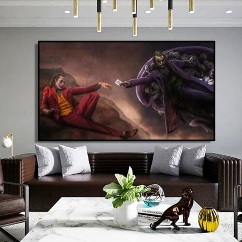 Creation of Adam Copy Art Canvas Painting Wall Art Poster Prints Jokers Creative Art Pictures for Living Room Home Decoration
