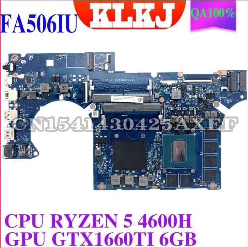 KLKJ DABKXBMBAD0 Laptop Motherboard For ASUS TUF Gaming A15 FA506IU FA506I Original Mainboard R5 Ryzen 5 4600H CPU GTX1660TI-6GB