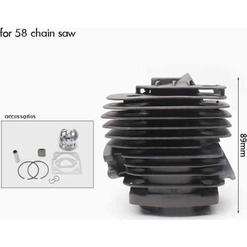 45.2mm Big Bore Cylinder Head Piston Rebuild Kit Ring Pin Clips Assembly for 58 Chainsaw Universal Logging Saw Cylinder Fitting
