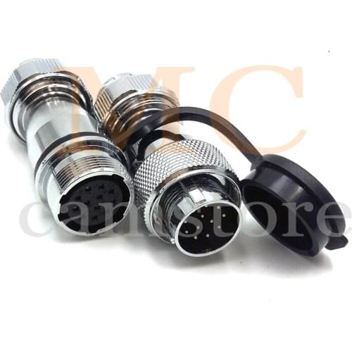 WS20 Aviation Docking Connector Waterproof Metal Thread Panel M20 Connectors 12 Pins for AC DC Signal LED Industrial Equipment