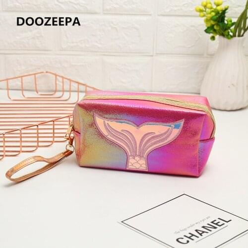 Girl Makeup Bag Colorful Tail Cosmetic Bag Organizer Make Up Case Beauty Pouch Lipstick Bag PU Beautician Toiletry Bags