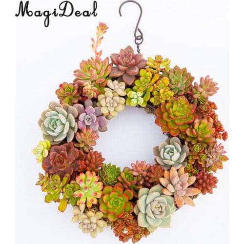 MagiDeal Iron Wire Wreath Frame Succulent Pot Metal Hanging Planter Plant Holder-Home/Cafe/Wedding/Party Decor Geart Gift