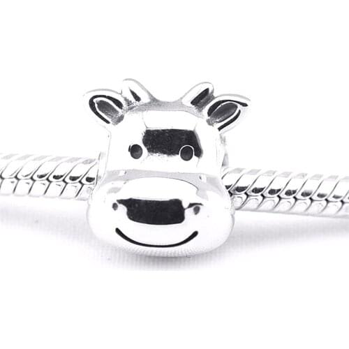 Cute Cow Charm 925 Sterling Silver Animal Beads for Jewelry Making Fit Charms Bracelets DIY 02274