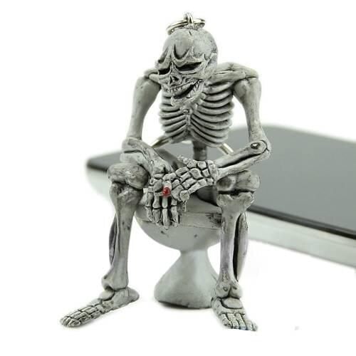 1Pc Fashion Creative Punk Rock Skull Skeleton Toilet Purse Bag Rubber Keychain Gift Keyring Key Chains