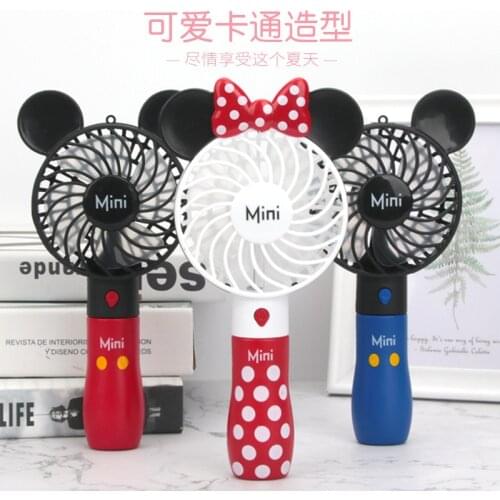 Disney cartoon action toy figures three gear speed control fan handheld usb charging mini fan children plastic toys