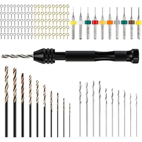 Hand Drill Bits Set Pin Vise Hand Drill 21 Pcs Mini Twist Drill Bits and 10 Pcs PCB Mini Drill Bits with 100PCS Screws