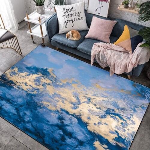 Nordic Abstract Watercolor Blue Sea Carpet Bedroom Living Room Floor Mat Carpet Large Rugs Home Kid Room Parlor Customized
