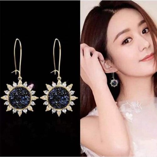 2020 New Korean temperament sunflower Earrings For Girl Simple Cute Drop Earring Fashion Jewelry Stud Wedding Party Earings
