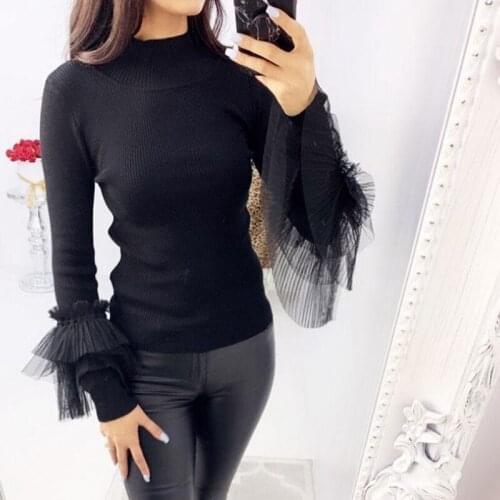 New 2020 Womens Winter Knitted Sweaters Lace Long Sleeves Hoodie Jumper Outwear Hooded Tops Pullover Knitwear Top
