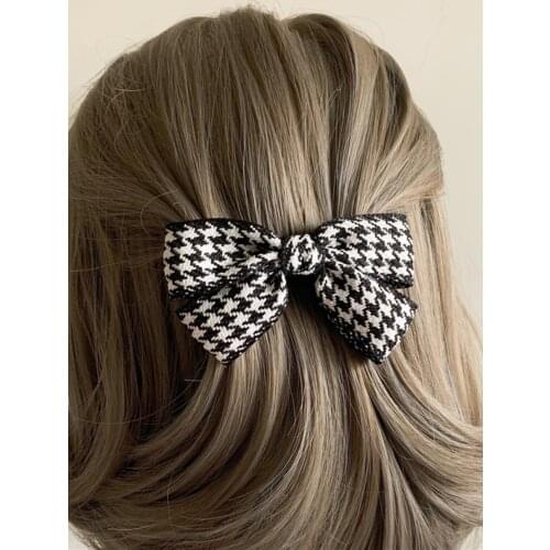 Retro plaid bow Hair Claw Clips for Women Hair Barrette Hairpin Crab Hair Clips for Women Hair Accessories Headwear Ornament