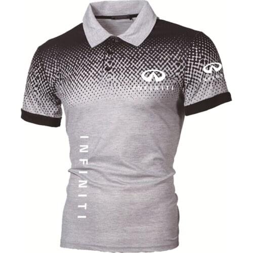 Summer Mens short sleeve Infiniti Car Logo Printing Casual Trend Cotton Gradient POLO shirt High Quality Mens POLO shirt