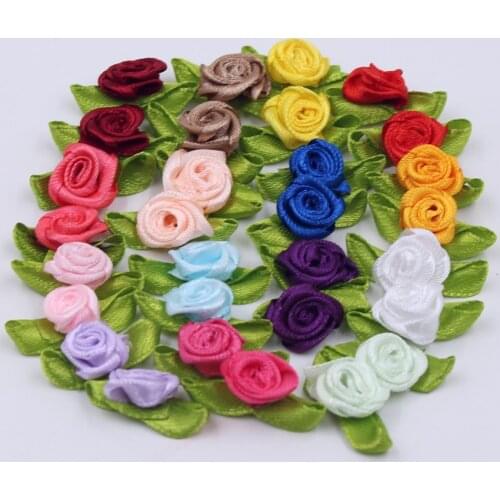 2CM 50pcs/lot Silk Bow-Knot Mini Rosette for Home Wedding Party Ribbon Cake Clothing Decoration Scrapbooking DIY Crafts Supplies