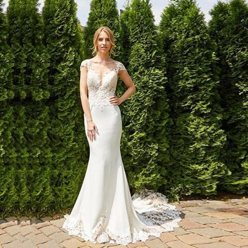 Cap Sleeve Bohemian Wedding Dresses A-Line Lace Appliques Tulle Ruffles Beach Bride Dress Vestido De Noiva Custom Made