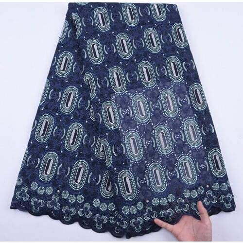 Navy Blue African Pure Cotton Lace Fabric 2020 High Quality Men Clothing French Swiss Voile Lace In Switzerland For Woman Dress