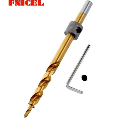 3/8" 9.5mm Titanium Twist Step Drill Bit + Depth Stop Collar + Hex Wrench Set For Pocket Hole Jig Kit Guide Power Tools