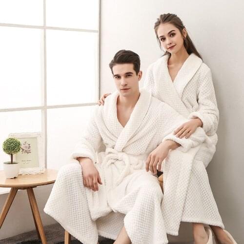 Thicken Oversize Velvet Robe Couple Pajamas Soft Flannel Bathrobe Pijama Mujer Nightwear Warm Casual домашняя одежда женская