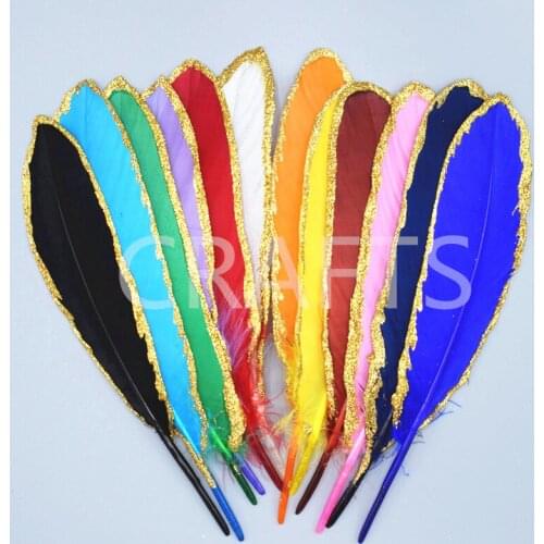 New listing 10 pieces / bag beautifully sprayed gold goose feather DIY jewelry decorative accessories decorative vase 18-23cm