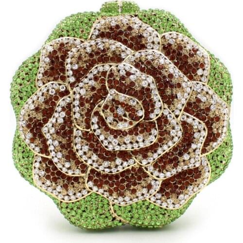 Women evening party bag diamonds crystal clutch bridal wedding party wallet purse handbag elegant sun flower crystal purses lady