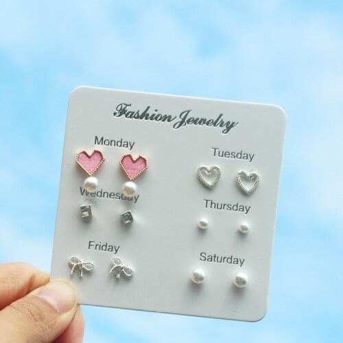 Miss JQ Women Cute Mixing Acrylic Crystal Small Stud Earrings Sets Girl Child Heart Star Earring Jewelry Party Christmas Gift