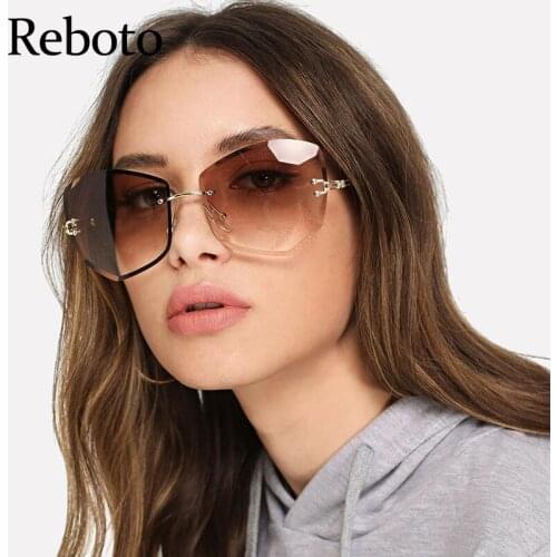 Rimless Ladies Sunglasses 2021 New Fashion Brand Designer Gradient shades for women Eyewear UV400 Vintage Glasses