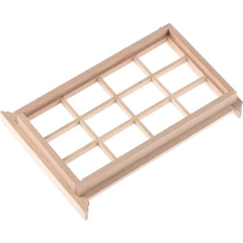 1:12 Dollhouse 12-pane Wooden Window Frame Miniature Doll House for Baby Kids Diy Toys