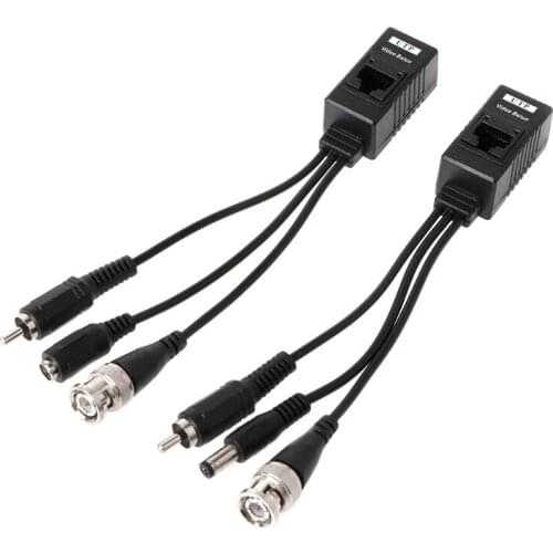 1 Pair BNC To RJ45 Passive Video Power + Balun Transceiver For CCTV Camera