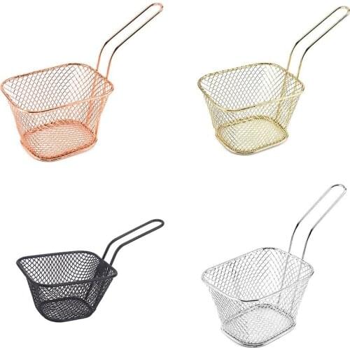 1Pcs French Fries Basket Stainless Steel Chips Mini Frying Basket Strainer Fryer Kitchen Cooking Chef Basket Colander Tool