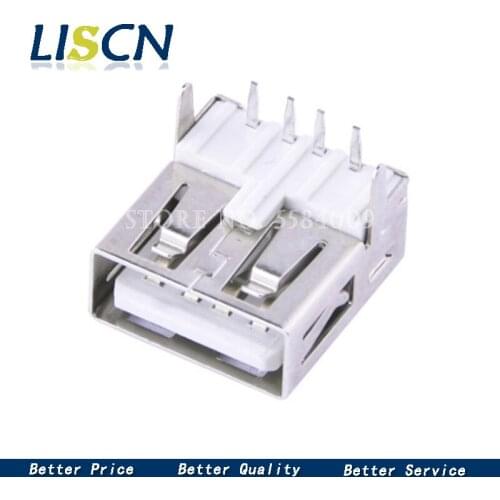 10PCS USB female connector horizontal A type USB-a female 90 degree plug-in female connector USB socket connector
