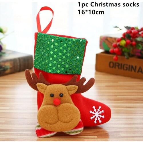 2021 Christmas Stocking Sock Santa Gift Candy Bag Noel Christmas Decorations for Home Christmas Tree Decor Navidad Elf Sacks