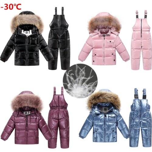 Brand 2019 Russian winter Childrens Clothing down jacket for girls clothing outerwear and coat for boys waterproof snowsuits