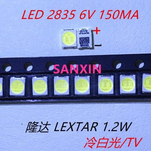 4000PCS Original LEXTAR 2835 3528 1210 6V 2W SMD LED For Repair TV Backlight Cold white LCD Backlight LED