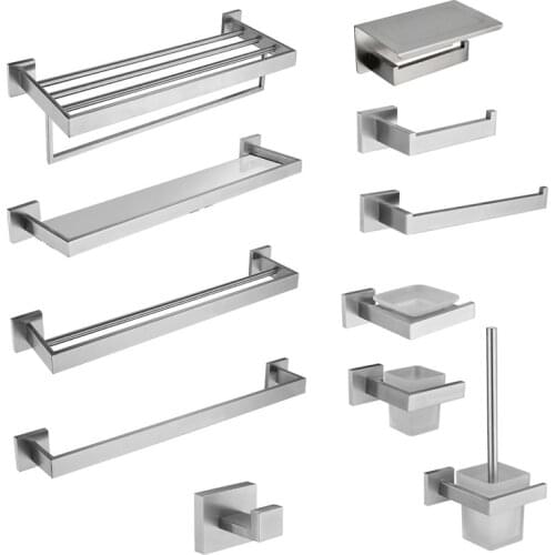 Bathroom Accessories Stainless Steel Brushed Towel Rack Toilet Paper Holder Towel Bar Hook