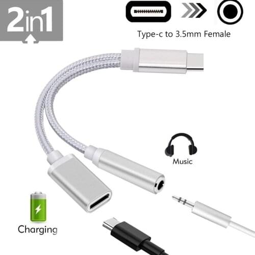 Mini Type-C to 3.5mm Earphone Audio Cable 2 In 1 Music Port Adapter Type C to 3.5 AUX Jack for Xiaomi 6 Mi6 for iPhone