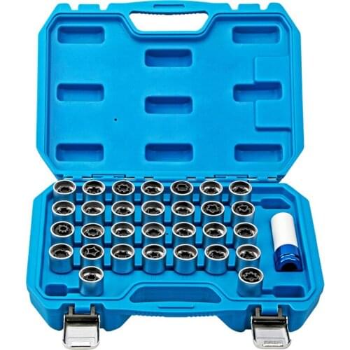 AZGIANT 31PCS Car Locking Nut Key Wheel Removal Tool Key Socket Anti-Theft Screw Sleeve Lock Screws For Mercedes-Benz All
