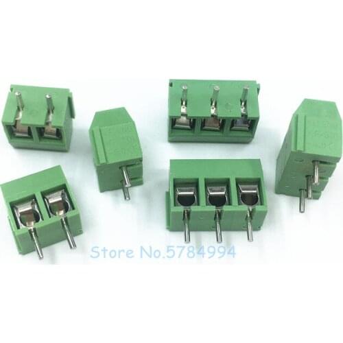 Free shipping 100PCS KF301-2P KF301-5.0-2P/3P/4P KF301"- "Screw 2Pin 5.0mm Green Straight Pin PCB Screw Terminal Block Connector