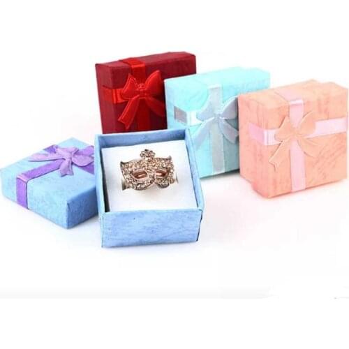 Free Shipping 4 Color Jewelry Box Mostly For Earrings Ring Jewellery Packaging And Display 4x4x2.5CM SN1899