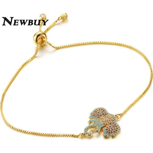 NEWBUY Box Chain Bracelet Fashion Micro Pave Cubic Zirconia Elephant Charm Bracelet For Elegant Women Dropship