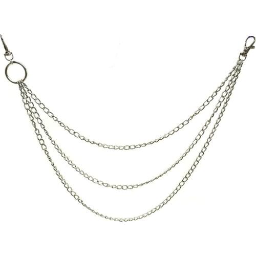 Jean Biker Waist Wallet Chain Charm Three Layers Hippop Metal Keychain Dance Pant Key Chain Big Ring 2 Strands Portachiavi