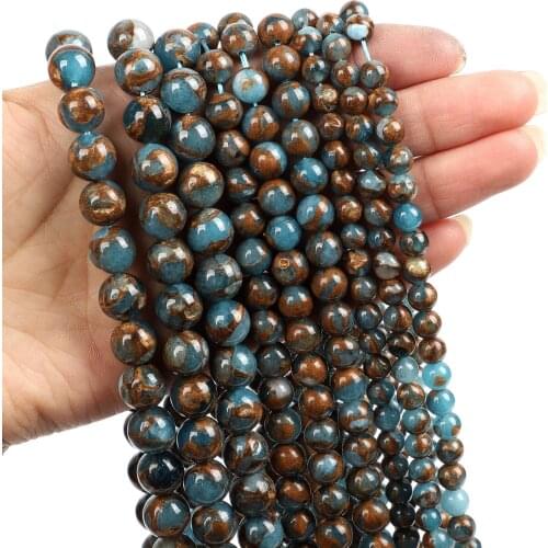 Natural Stone Beads Sapphire Natural Stone Loose Beads for Jewelry Making Needlework DIY Bracelet Strand 4-12 MM