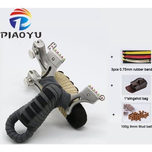 Stainless Steel Slingshot Catapult Hunting with Rubber Band + Mud Ball+Slingshot Bag Outdoor Shooting Game Sling Shot Set