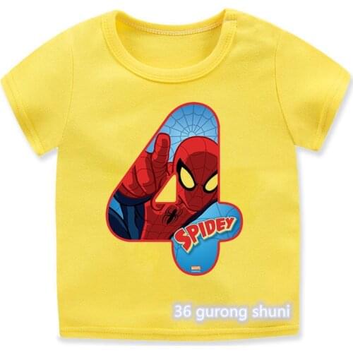 Boys T-Shirt Happy Birthday Number 1-9th Cartoon T Shirt For Girls/Boys T Shirt Kids Clothes Graphic Summer Tops Wholesale