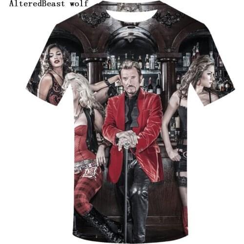 Johnny Hallyday Rock Star t shirt men Summer T-shirts Casual Short Sleeve Tops funny O-neck Men Harajuku tee shirt homme