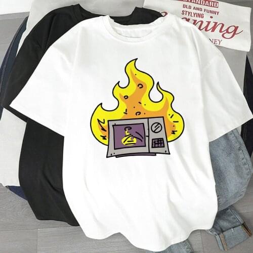 Summer Hotst Womens T-shirt Microwave oven cartoon pattern Hipster T shirt Graphic Tees Vouge Shirts For woman tshirts